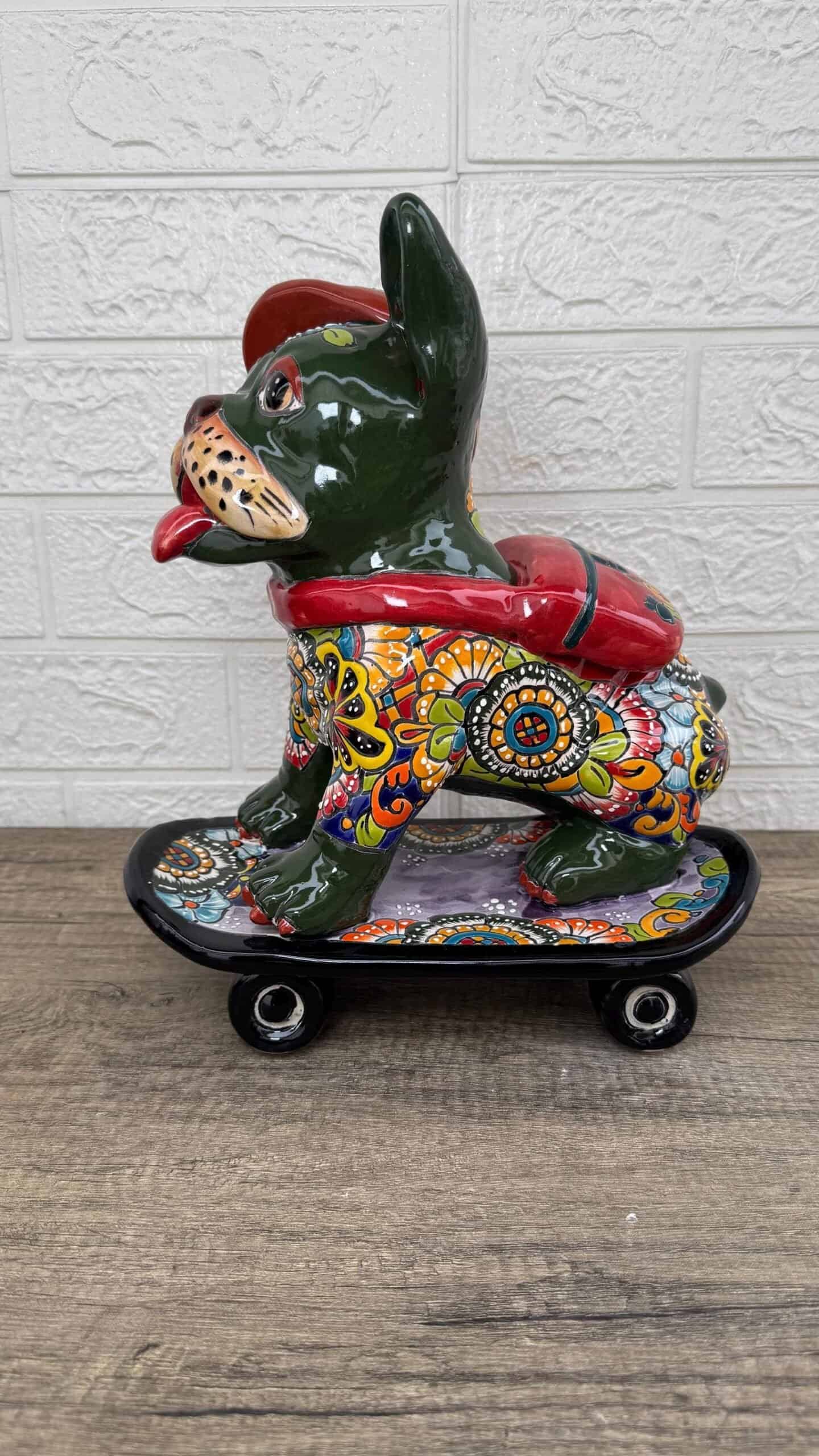 Talavera French Bulldog, Ceramic dog, Talavera pottery, Mexican pottery, French Bulldog statue, Dog sculpture - Image 2