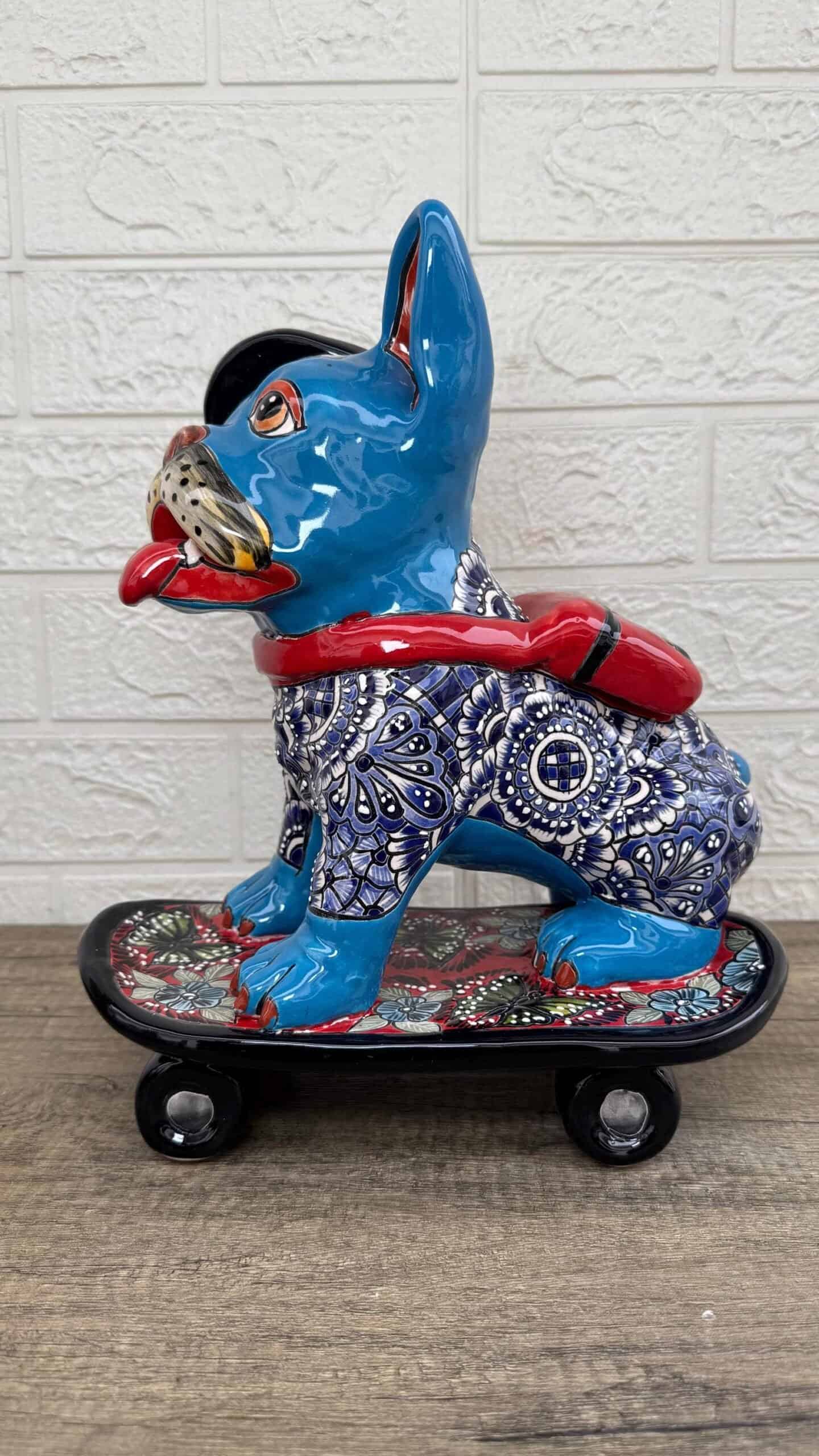 Talavera French Bulldog, Ceramic dog, Talavera pottery, Mexican pottery, French Bulldog statue, Dog sculpture - Image 2