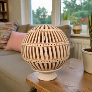 Hand Carved Clay Luminary, Mexican Terracotta Candle Holder, Handmade Geometric Lamp, Oaxaca Artisan Home Decor Santa María Atzompa