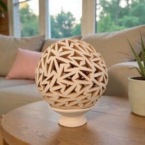 Hand Carved Clay Luminary, Mexican Terracotta Candle Holder, Handmade Geometric Lamp, Oaxaca Artisan Home Decor Santa María Atzompa