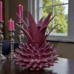 Candle Holder Mexican pottery, Pineapple decor, Mexican decoration, Pineapple sculpture, Glazed clay pineapple, Pottery from Michoacan