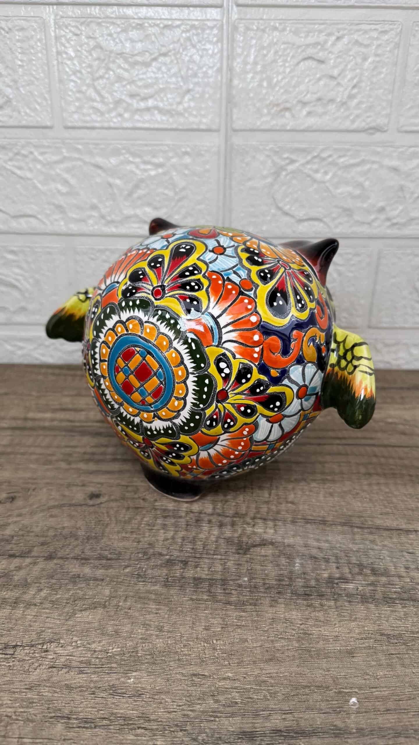 Talavera Owl Figurine  Handmade Ceramic Pottery Artisan Decorative Bird from Puebla  Hand Painted Folk Art  Home Decor Boho Animal Sculpture - Image 2