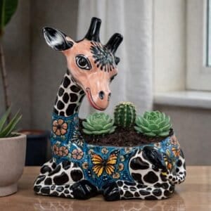 Large Giraffe Pot Planter  Talavera Colorful  Figurine  Ceramic Pottery Artisan Hand Painted  Decor Vibrant Folk Art from Puebla  Decor