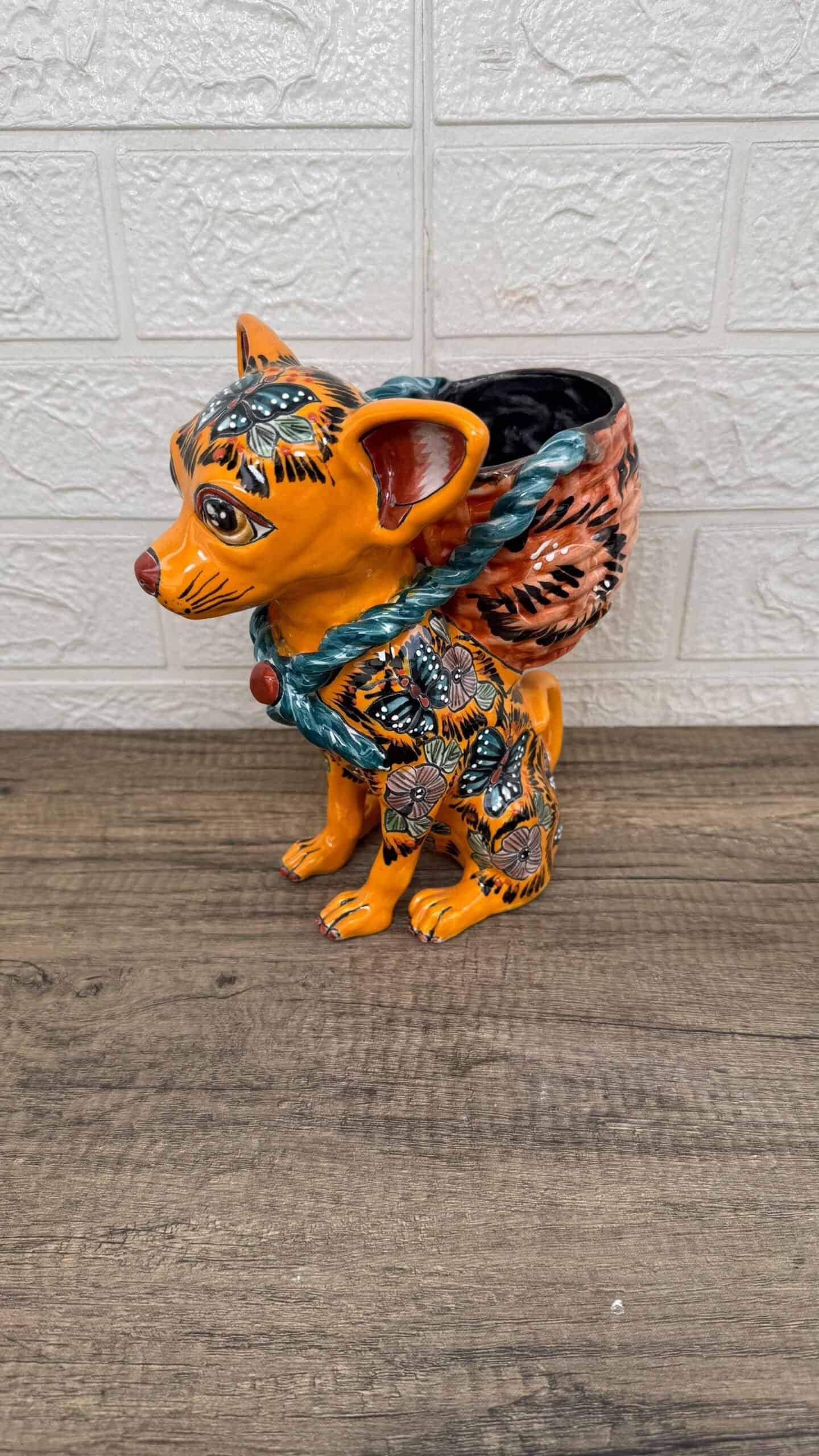 Talavera Chihuahua Pot , Ceramic dog, Talavera pottery, Puebla Mexican Pottery, Chihuahua Statue, Dog Sculpture  Hand Painted By Artisans - Image 2