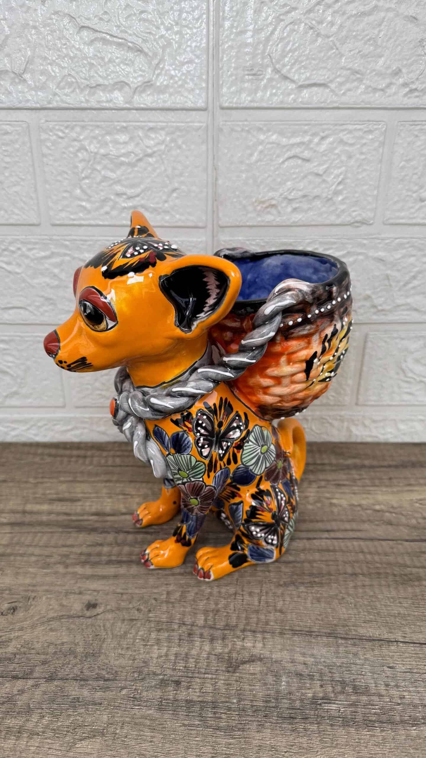 Talavera Chihuahua Pot , Ceramic dog, Talavera pottery, Puebla Mexican Pottery, Chihuahua Statue, Dog Sculpture  Hand Painted By Artisans - Image 2