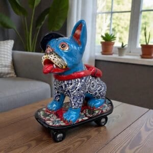 Talavera French Bulldog, Ceramic dog, Talavera pottery, Mexican pottery, French Bulldog statue, Dog sculpture