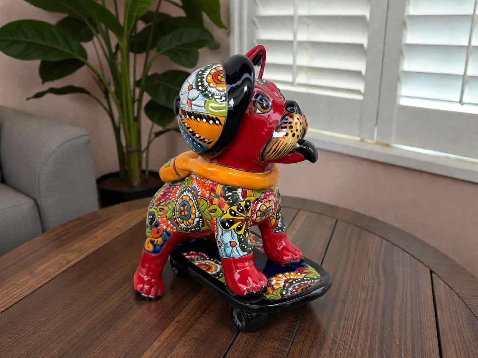 Talavera French Bulldog, Ceramic dog, Talavera pottery, Mexican pottery, French Bulldog statue, Dog sculpture - Image 1