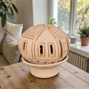 Hand Carved Clay Luminary, Mexican Terracotta Candle Holder, Handmade Geometric Lamp, Oaxaca Artisan Home Decor Santa María Atzompa