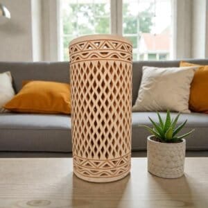 Handmade Clay Vase Santa María Atzompa Oaxaca, White And Brown Mexican Pottery, Rustic Boho Home Decor, Ceramic Planter Or Candle Holder