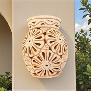 Handmade Clay Wall Sconce, Oaxaca Pottery Light, Santa María Atzompa Wall Luminary, Mexican Terracotta Lamp, Rustic Modern Wall Decor