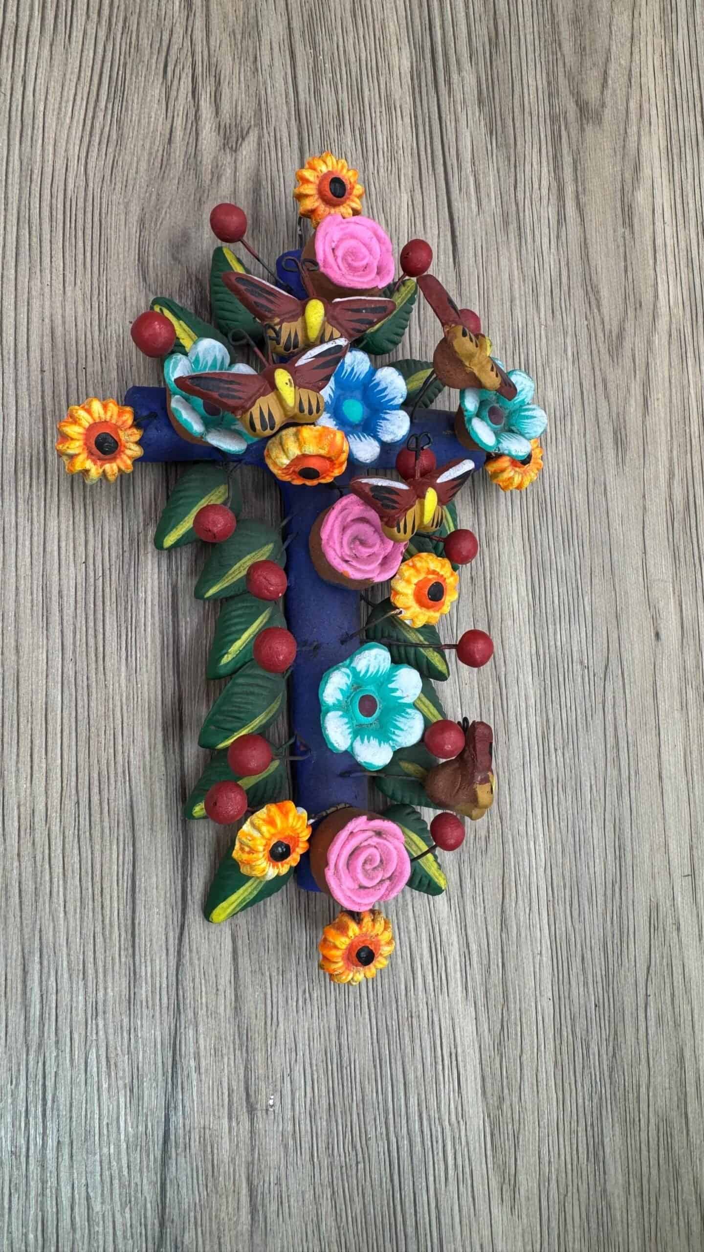 Crucifix, Mexican folk art, Cross Sculpture, Mexican cross, Cross wall hanging, Cross figurine, Decorative cross - Image 3