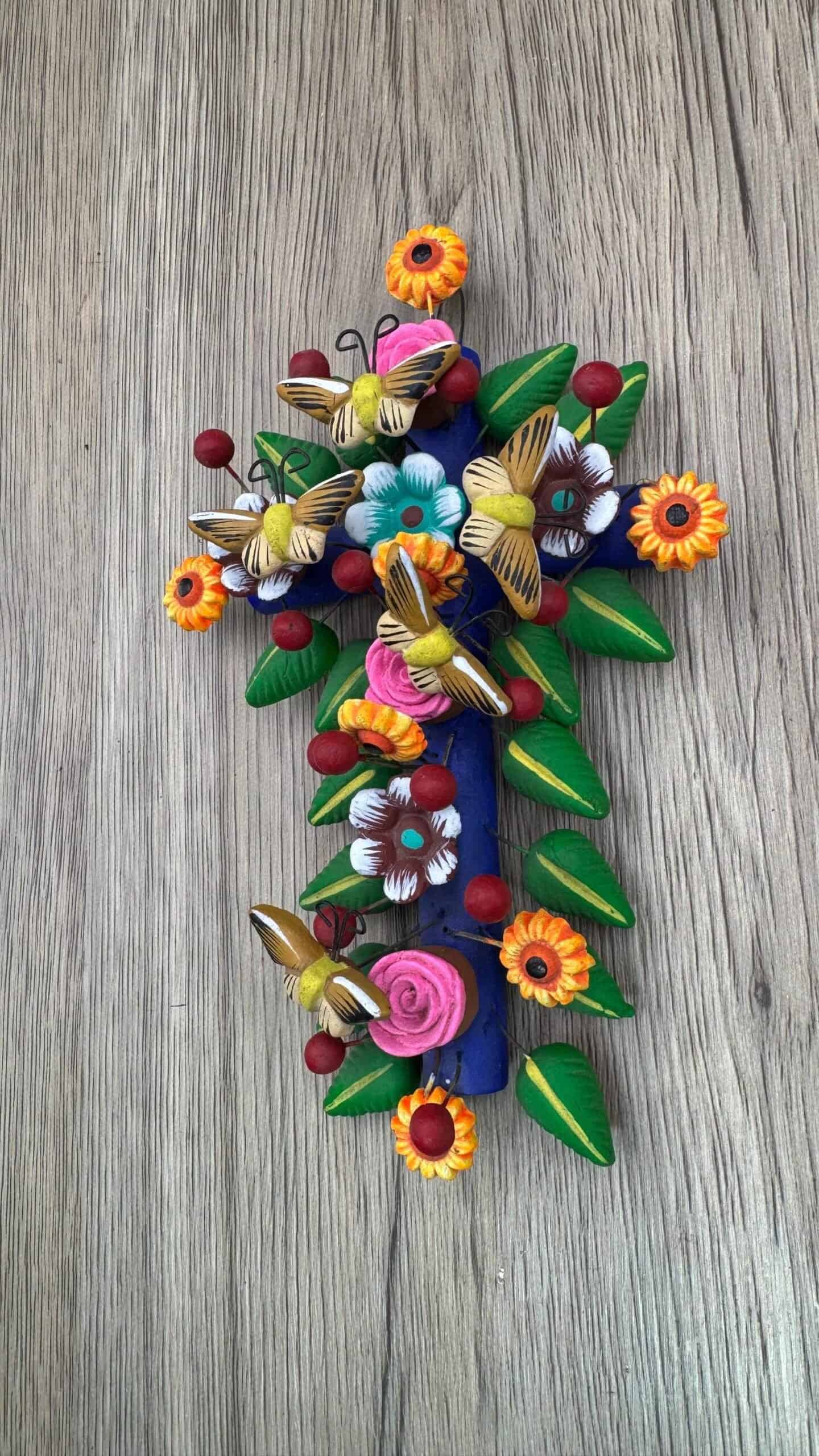 Crucifix, Mexican folk art, Cross Sculpture, Mexican cross, Cross wall hanging, Cross figurine, Decorative cross - Image 3
