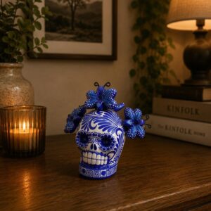 Catrina, Day of the Dead ornaments, skull as Mexican decoration, human skull sculpture, 3 ”high