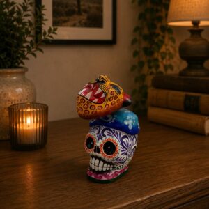 Day Of The Dead Dog Figurine, Mexican Folk Art Puppy Sculpture, Hand Painted Sugar Skull Style Dog Decor, Dia De Muertos Animal Art