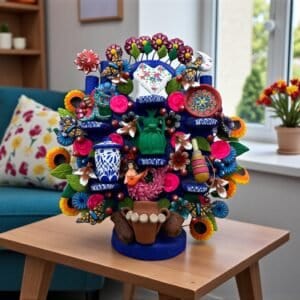 Tree of Life Traditional Handcrafts, Candle Holder, Candelabra, Arbol de la vida, Mexican Pottery, Mexican Candelabra 12” High