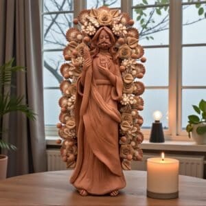 Saint Jude Thaddeus Clay Statue From Metepec Estado de México, San Juditas Folk Art Artisans Handmade, Religious Home Decor Spiritual 15”