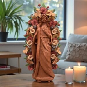 Saint Jude Thaddeus Clay Statue From Metepec Estado de México, San Juditas Folk Art Artisans Handmade, Religious Home Decor Spiritual 15”