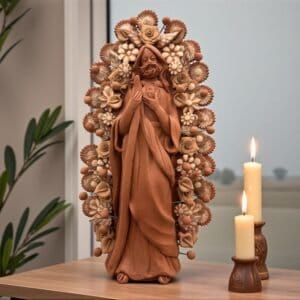 Saint Jude Thaddeus Clay Statue From Metepec Estado de México, San Juditas Folk Art Artisans Handmade, Religious Home Decor Spiritual 15”