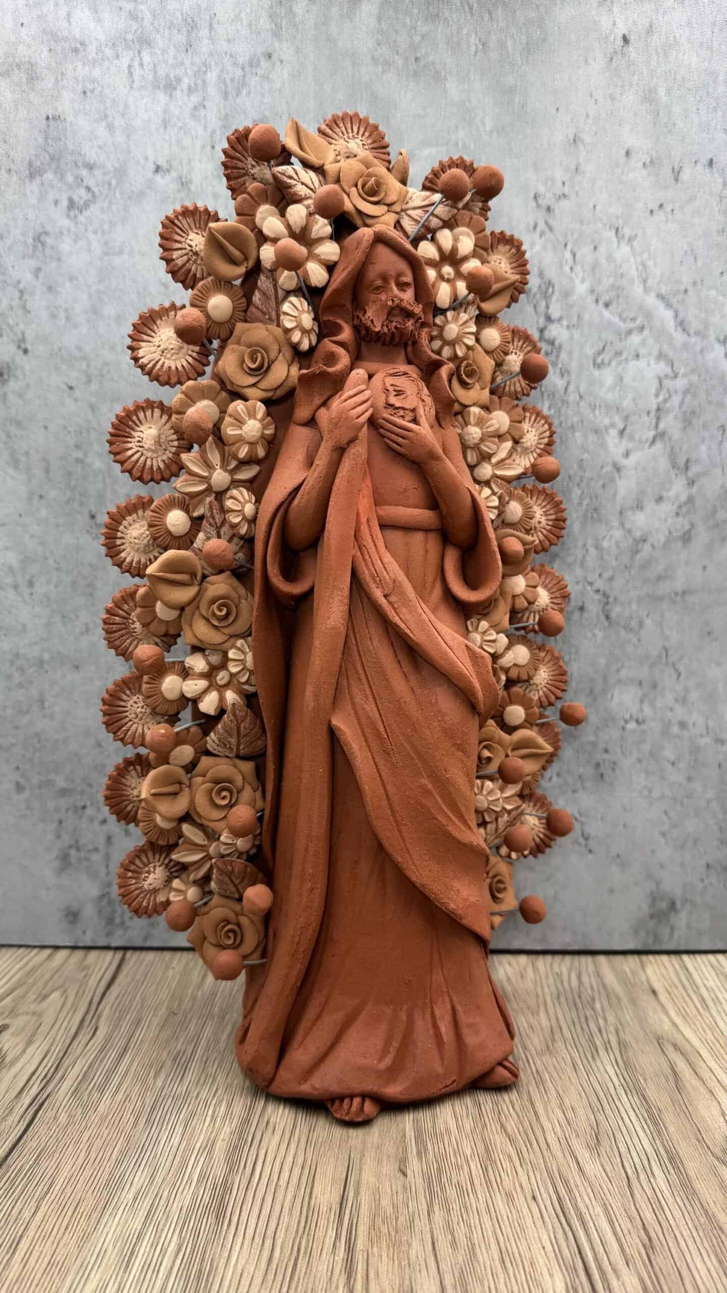 Saint Jude Thaddeus Clay Statue From Metepec Estado de México, San Juditas Folk Art Artisans Handmade, Religious Home Decor Spiritual 15” - Image 2