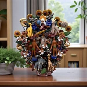 The Arc of Moises, Animals Candle Holder, Tree of life, Candelabra, Arbol de la vida, Mexican Pottery, Mexican Candelabra 9.5” High