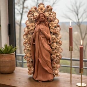 Saint Jude Thaddeus Clay Statue From Metepec Estado de México, San Juditas Folk Art Artisans Handmade, Religious Home Decor Spiritual 15”