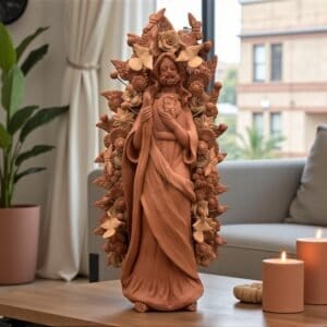 Saint Jude Thaddeus Clay Statue From Metepec Estado de México, San Juditas Folk Art Artisans Handmade, Religious Home Decor Spiritual 15”