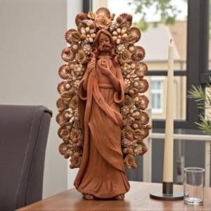 Saint Jude Thaddeus Clay Statue From Metepec Estado de México, San Juditas Folk Art Artisans Handmade, Religious Home Decor Spiritual 15”