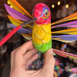 Large Hummingbird Oaxaca Statue Mexican Folk Art Alebrije Sculpture, Wooden  Decoration Figure, Made Of Wood And Carved By Hand 12.5” Long