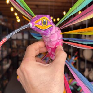 Large Hummingbird Oaxaca Statue Mexican Folk Art Alebrije Sculpture, Wooden  Decoration Figure, Made Of Wood And Carved By Hand 12.5” Long