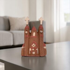 Handmade Clay Cathedral, Mexican Folk Art Church, Terracotta Miniature from Metepec, Religious Home Decor, Rustic Nativity Scene, Catedral