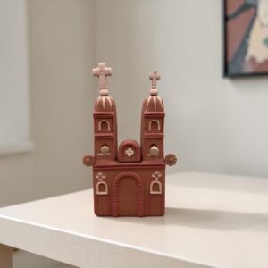 Handmade Clay Cathedral, Mexican Folk Art Church, Terracotta Miniature from Metepec, Religious Home Decor, Rustic Nativity Scene, Catedral
