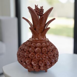Mexican pottery, Pineapple decor, Mexican decoration, Pineapple sculpture, Glazed clay pineapple, Pottery from Michoacan