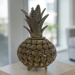 Mexican pottery, Pineapple decor, Mexican decoration, Pineapple sculpture, Glazed clay pineapple, Pottery from Michoacan