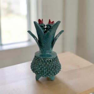 Mexican pottery, Pineapple decor, Mexican decoration, Pineapple sculpture, Glazed clay pineapple, Pottery from Michoacan