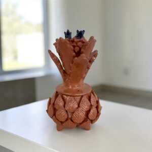 Mexican pottery, Pineapple decor, Mexican decoration, Pineapple sculpture, Glazed clay pineapple, Pottery from Michoacan