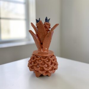 Mexican pottery, Pineapple decor, Mexican decoration, Pineapple sculpture, Glazed clay pineapple, Pottery from Michoacan