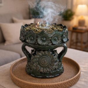 Copal Incense Burner Glazed Michoacán México Handcrarted By Artisans, Copalera Pottery Palo Santo Dry Herbs, Copalero Handmade Home Decor