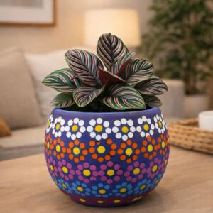 Mexican Clay Planter Pot, Capulineado Technique From Michoacan, Artisan Flower Pot, Decorative Succulent Planter, Folk Art Home Decor