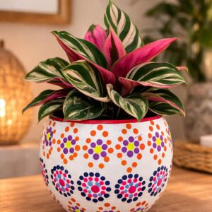 Mexican Clay Planter Pot, Capulineado Technique From Michoacan, Artisan Flower Pot, Decorative Succulent Planter, Folk Art Home Decor