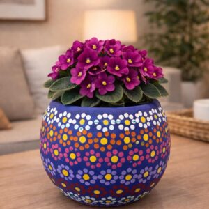 Mexican Clay Planter Pot, Capulineado Technique From Michoacan, Artisan Flower Pot, Decorative Succulent Planter, Folk Art Home Decor