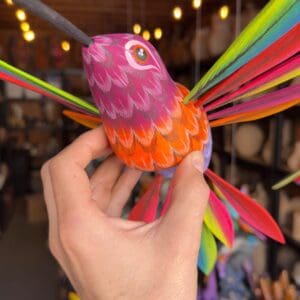 Large Hummingbird Oaxaca Statue Mexican Folk Art Alebrije Sculpture, Wooden  Decoration Figure, Made Of Wood And Carved By Hand 12.5” Long