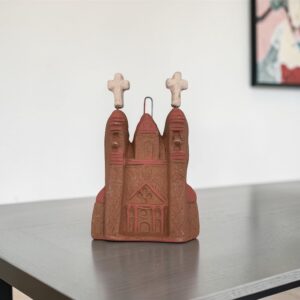 Handmade Clay Cathedral, Mexican Folk Art Church, Terracotta Miniature from Metepec, Religious Home Decor, Rustic Nativity Scene, Catedral