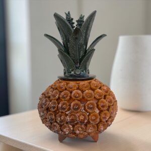 Mexican pottery, Pineapple decor, Mexican decoration, Pineapple sculpture, Glazed clay pineapple, Pottery from Michoacan
