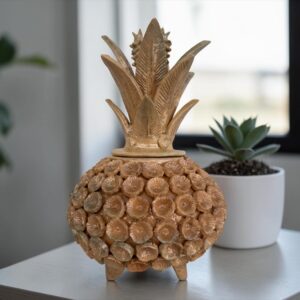 Mexican pottery, Pineapple decor, Mexican decoration, Pineapple sculpture, Glazed clay pineapple, Pottery from Michoacan