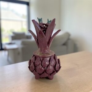 Mexican pottery, Pineapple decor, Mexican decoration, Pineapple sculpture, Glazed clay pineapple, Pottery from Michoacan
