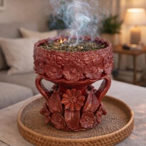 Copal Incense Burner Glazed Michoacán México Handcrarted By Artisans, Copalera Pottery Palo Santo Dry Herbs, Copalero Handmade Home Decor