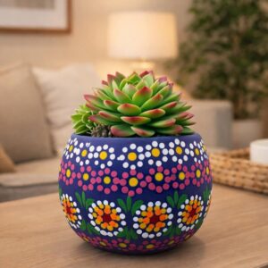 Mexican Clay Planter Pot, Capulineado Technique From Michoacan, Artisan Flower Pot, Decorative Succulent Planter, Folk Art Home Decor