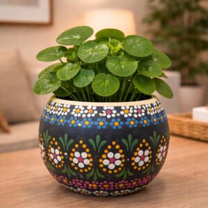 Mexican Clay Planter Pot, Capulineado Technique From Michoacan, Artisan Flower Pot, Decorative Succulent Planter, Folk Art Home Decor