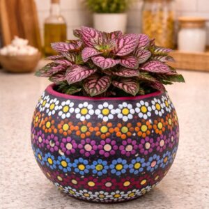 Mexican Clay Planter Pot, Capulineado Technique From Michoacan, Artisan Flower Pot, Decorative Succulent Planter, Folk Art Home Decor