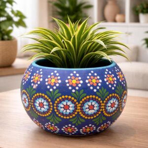 Mexican Clay Planter Pot, Capulineado Technique From Michoacan, Artisan Flower Pot, Decorative Succulent Planter, Folk Art Home Decor